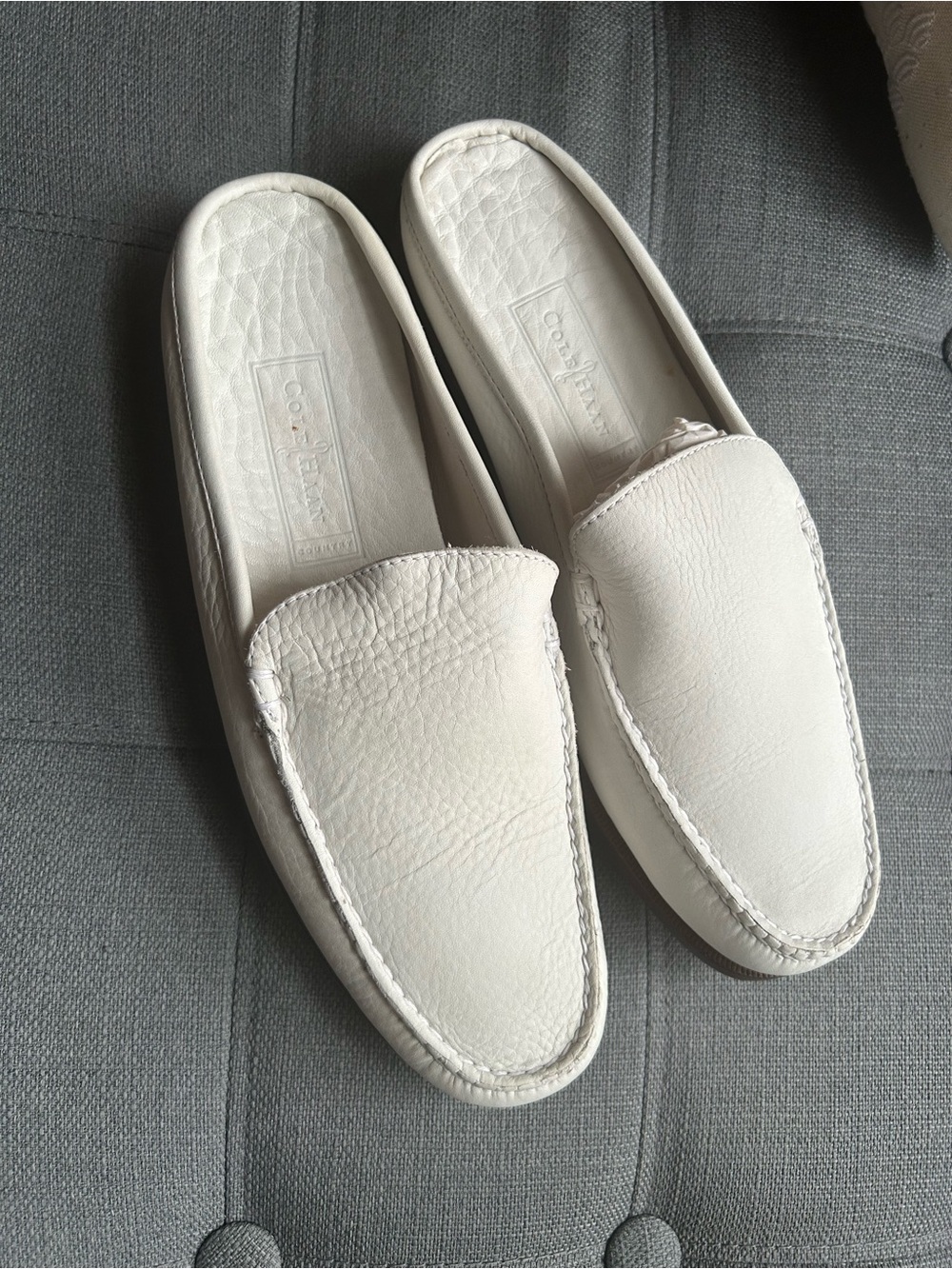 Cole Haan Women’s White Leather Slip-On Loafers